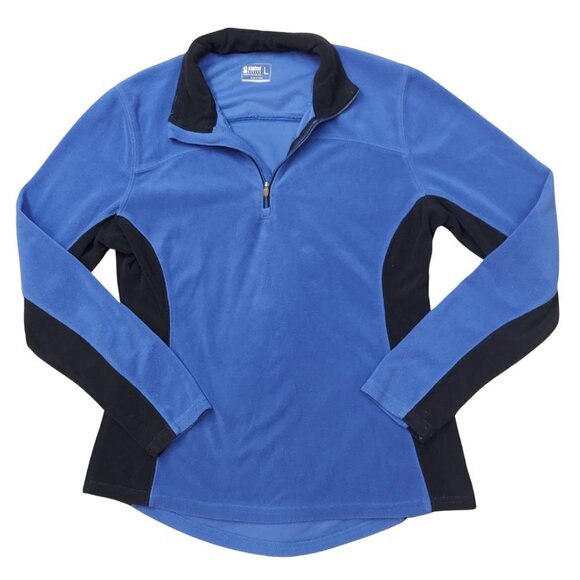 Alpine Design Womens Large 1/4 Zip Fleece Top Blue & Black Shirt - Picture 1 of 12